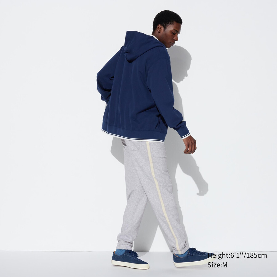 uniqlo side stripe mens trousers grey