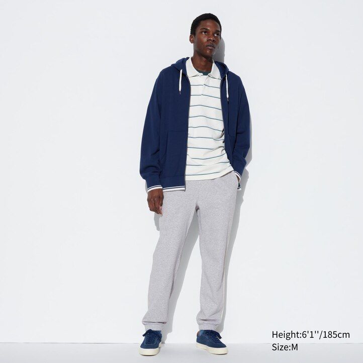 uniqlo side stripe mens trousers grey