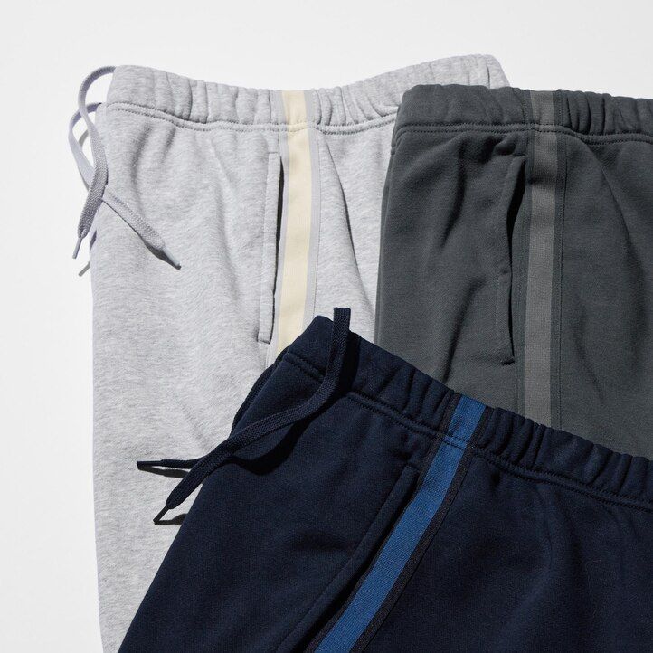 uniqlo side stripe mens trousers grey