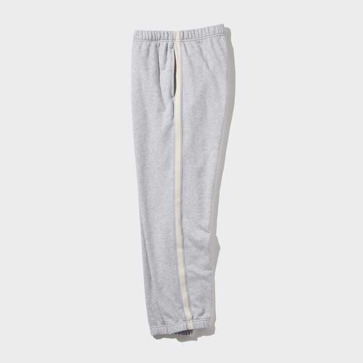 uniqlo side stripe mens trousers grey
