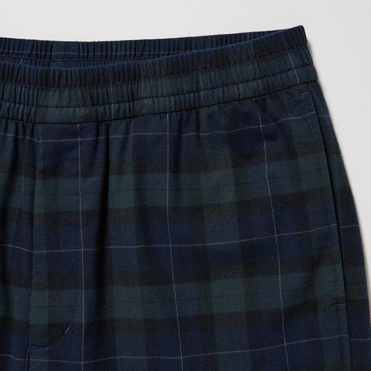 uniqlo flannel easy patterned ankle length mens trousers dark green