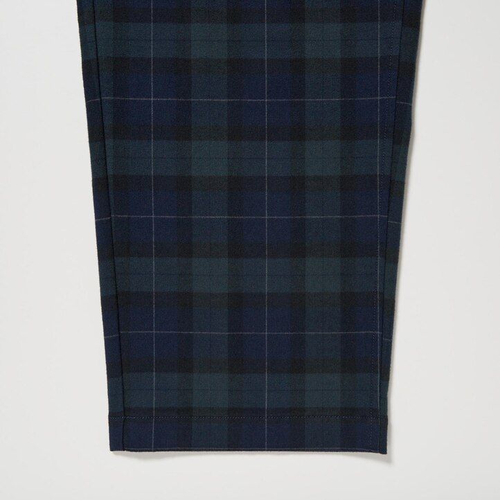 uniqlo flannel easy patterned ankle length mens trousers dark green