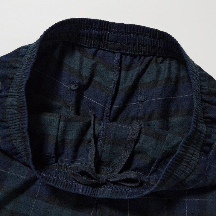 uniqlo flannel easy patterned ankle length mens trousers dark green
