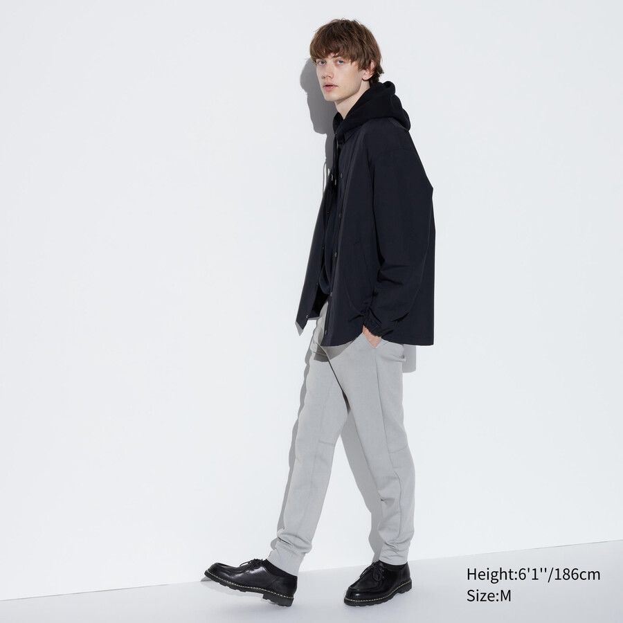 mens uniqlo dry stretch trousers light grey