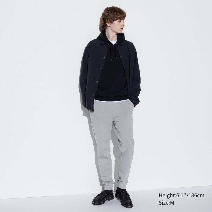mens uniqlo dry stretch trousers light grey