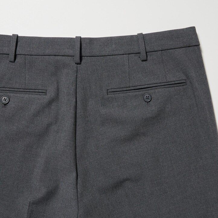 grey mens uniqlo smart wool like ankle length trousers