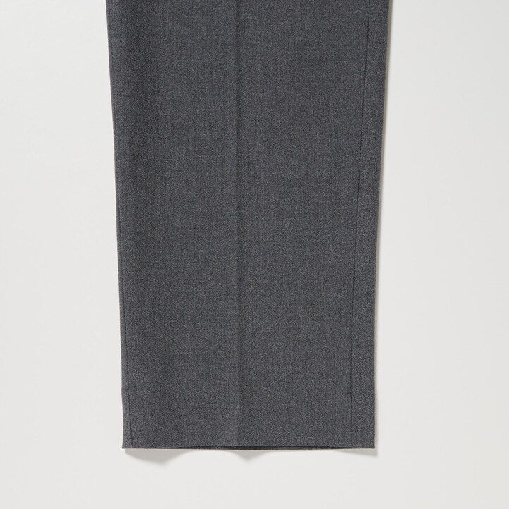 grey mens uniqlo smart wool like ankle length trousers
