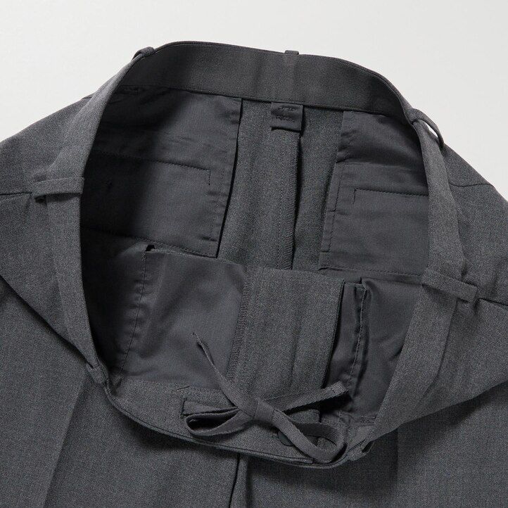 grey mens uniqlo smart wool like ankle length trousers