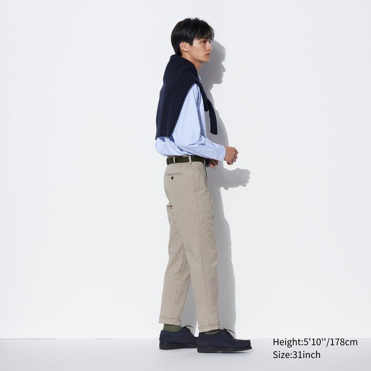 navy mens uniqlo slim fit chinos trousers