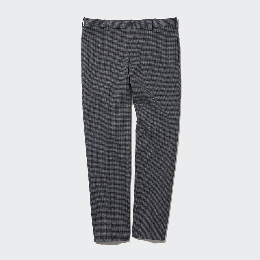 grey mens uniqlo smart gun club checked ankle length trousers