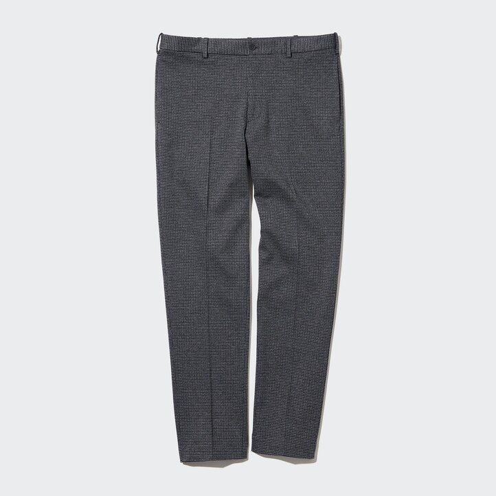 grey mens uniqlo smart gun club checked ankle length trousers