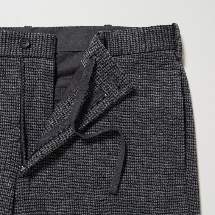 grey mens uniqlo smart gun club checked ankle length trousers