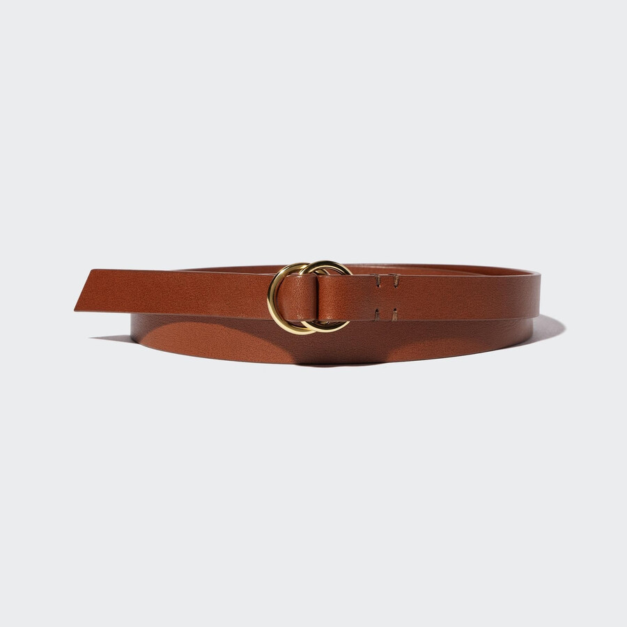 brown uniqlo double ring narrow leather belt womens bags
