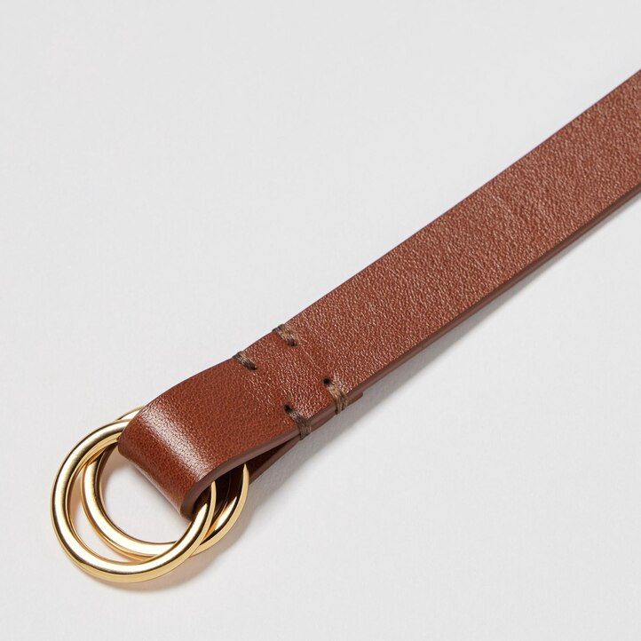 brown uniqlo double ring narrow leather belt womens bags