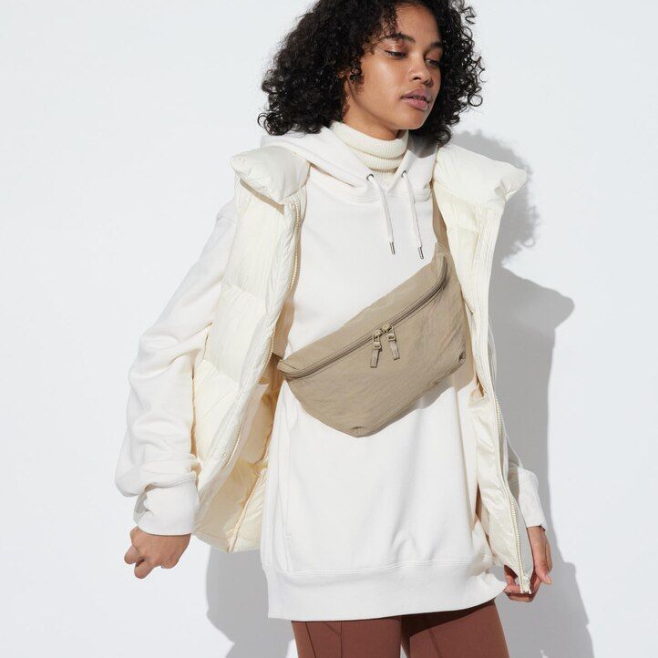 womens uniqlo nylon crossbody bag bags beige