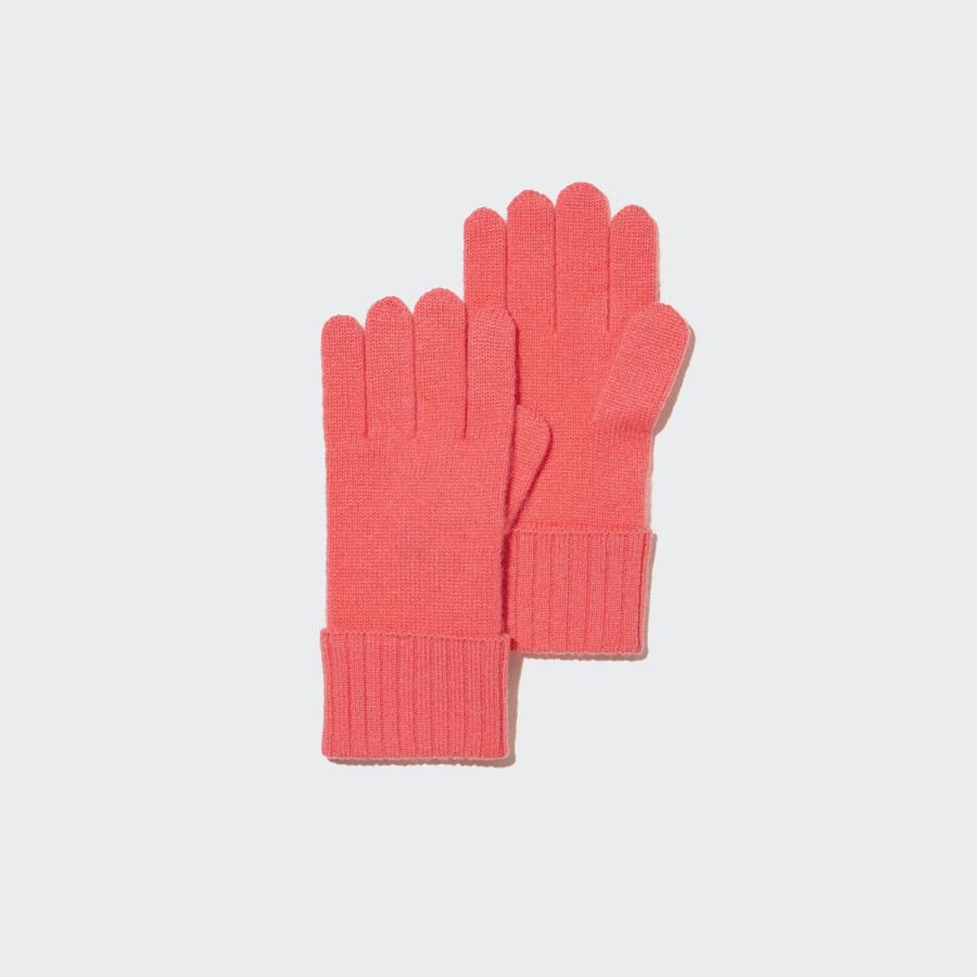 pink womens uniqlo 100pctshmere knitted gloves bags
