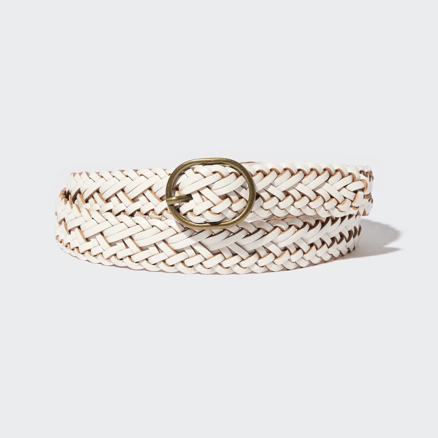 white womens uniqlo round buckle mesh leather belt bags