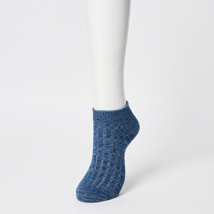 pink uniqlo mixed yarn ribbed three pairs womens socks
