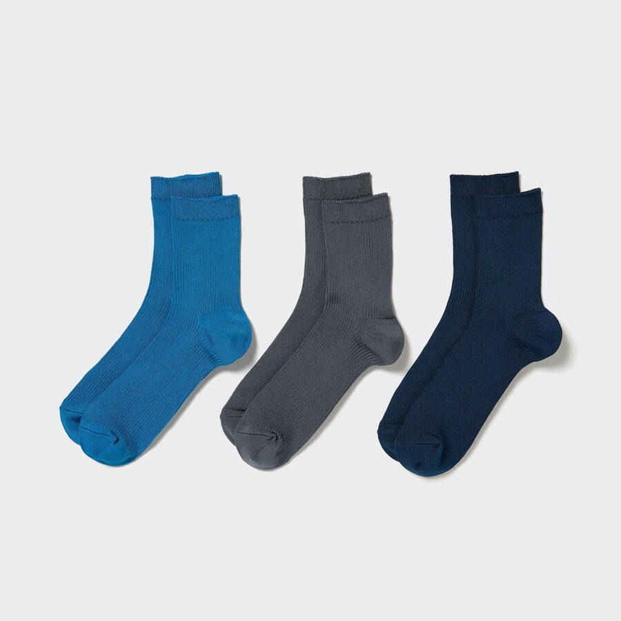 uniqlo ribbed three pairs womens socks blue