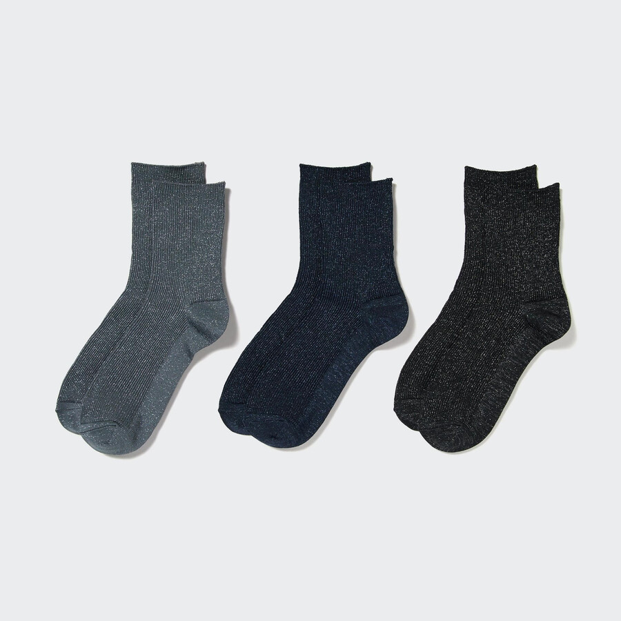 womens uniqlo glitter three pairs socks dark grey