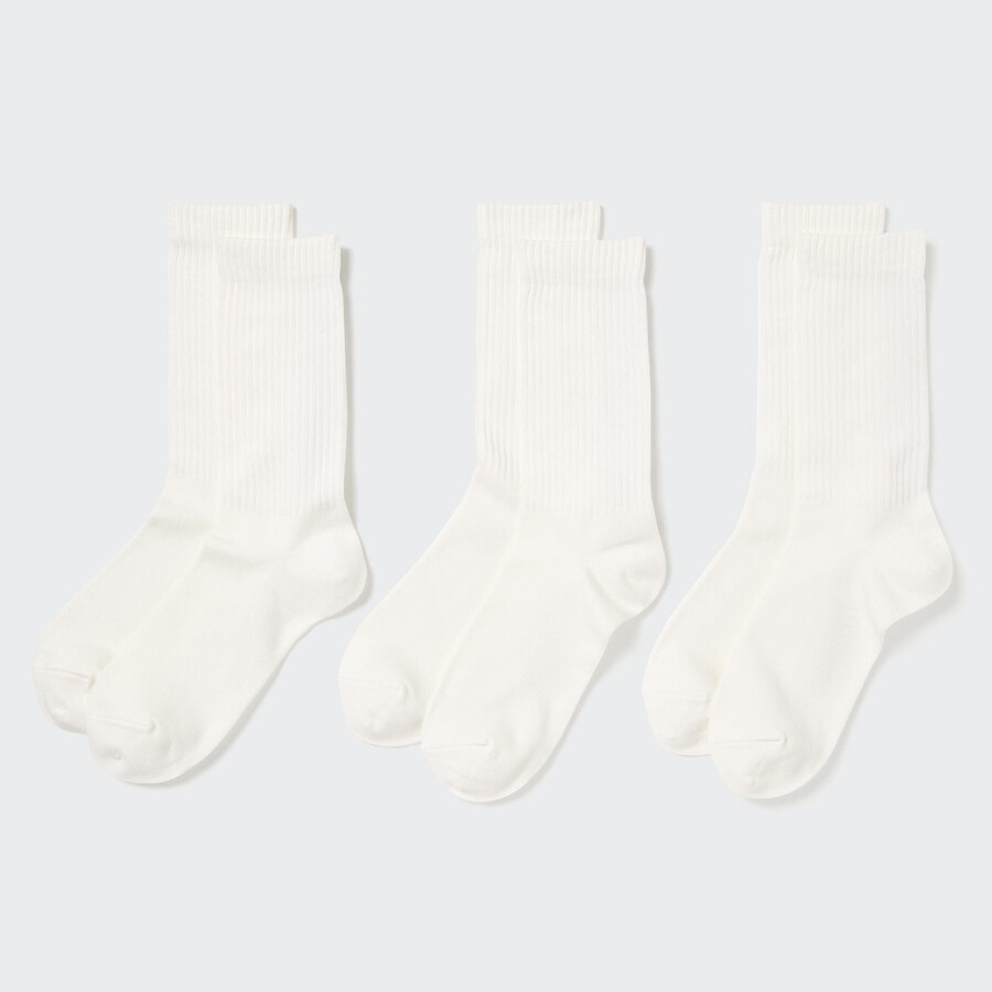 uniqlo ribbed three pairs womens socks white
