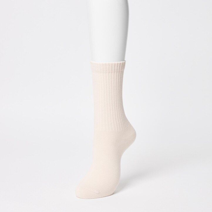 uniqlo ribbed three pairs womens socks white