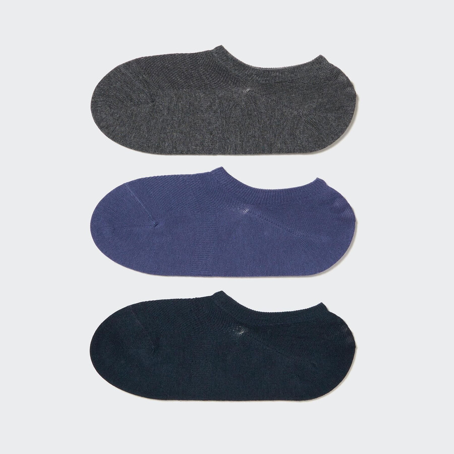 uniqlo mesh invisible no show three pairs womens socks dark grey