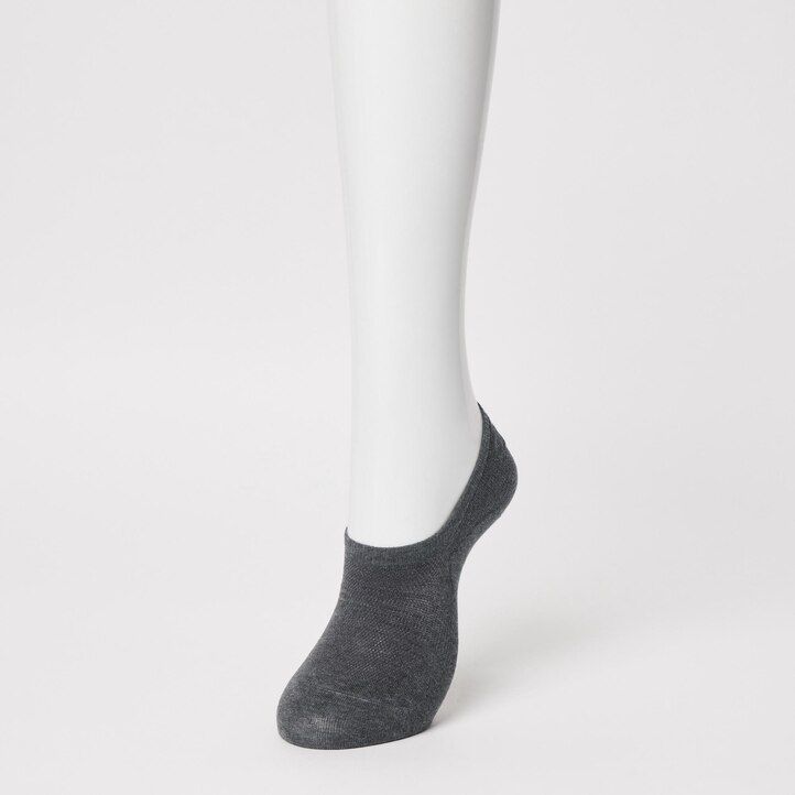 uniqlo mesh invisible no show three pairs womens socks dark grey