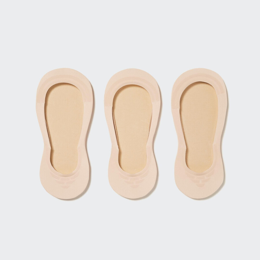 beige uniqlo sheer invisible no show three pairs womens socks