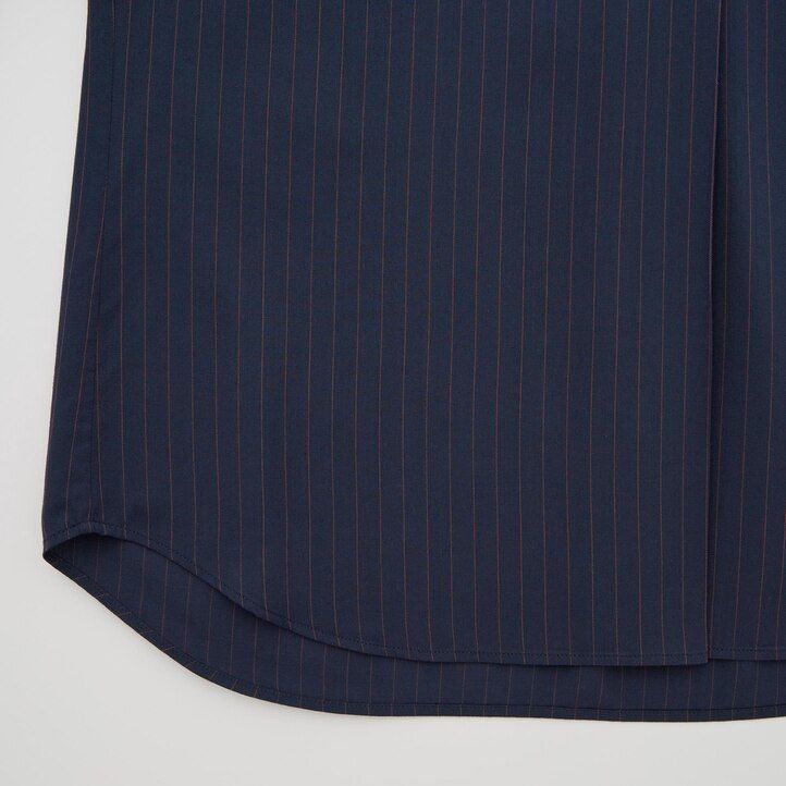 navy womens uniqlo rayon striped skipper collar 34 sleeved blouse
