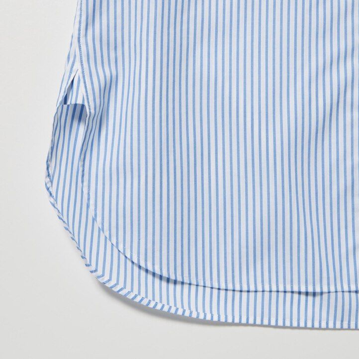 green uniqlo extra fine cotton striped sleeved womens blouse