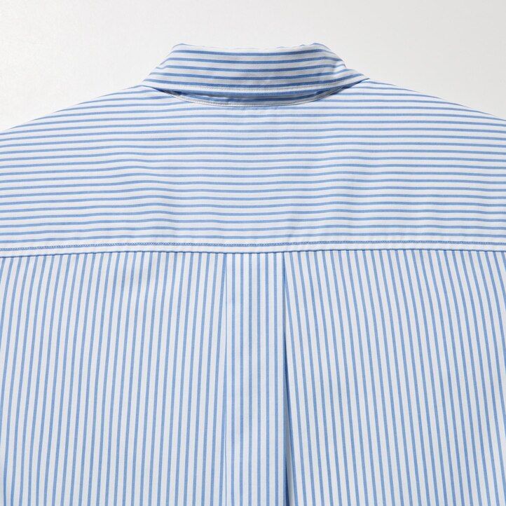 green uniqlo extra fine cotton striped sleeved womens blouse