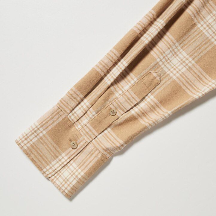 uniqlo flannel checkedline womens blouse beige