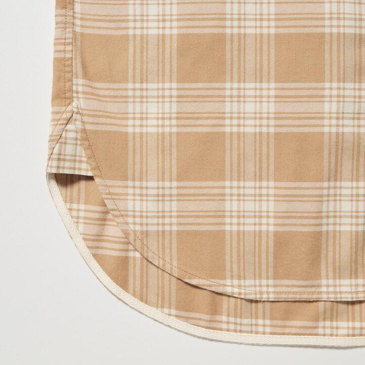uniqlo flannel checkedline womens blouse beige