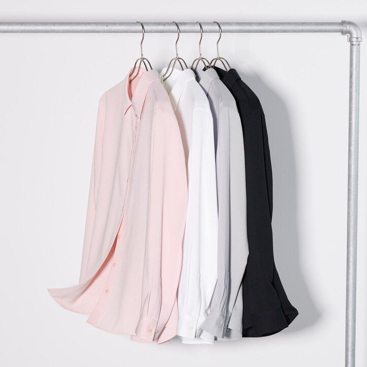 pink uniqlo rayon sleeved womens blouse