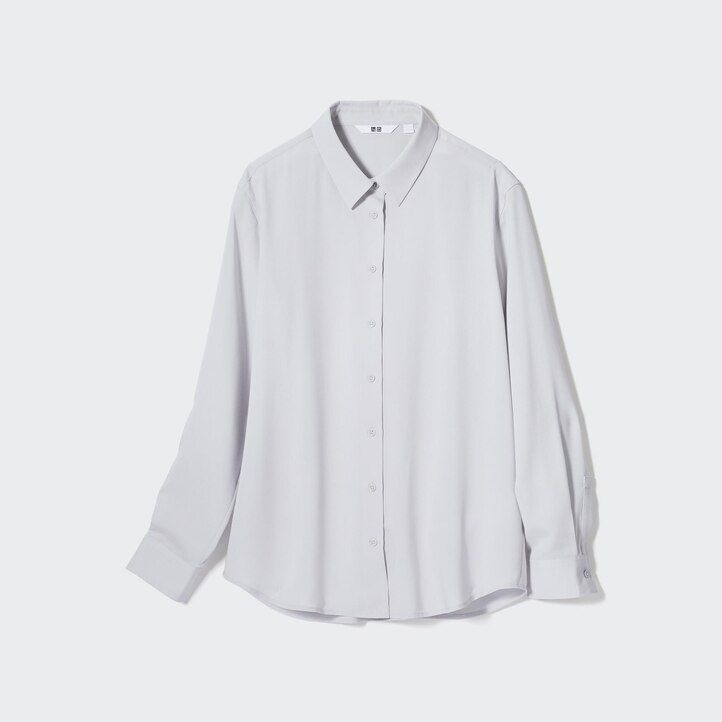 pink uniqlo rayon sleeved womens blouse