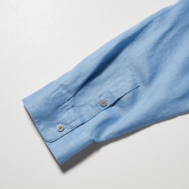 uniqlo 100pct premium linen skipper collar 34 sleeved womens blouse blue
