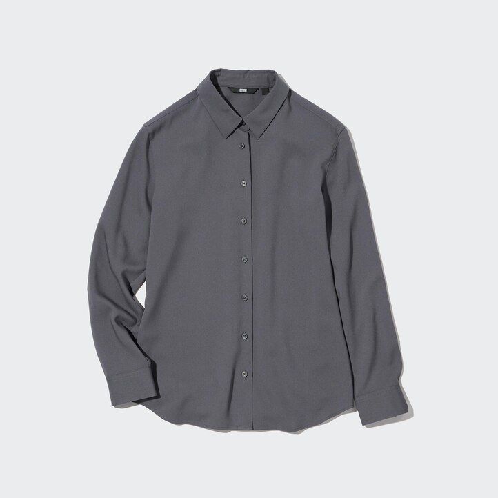 black womens uniqlo rayon sleeved blouse