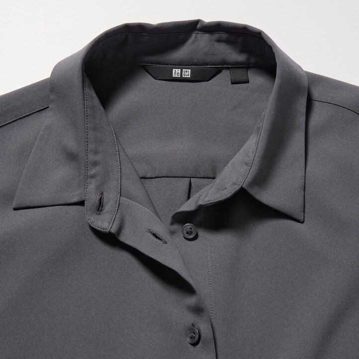 black womens uniqlo rayon sleeved blouse