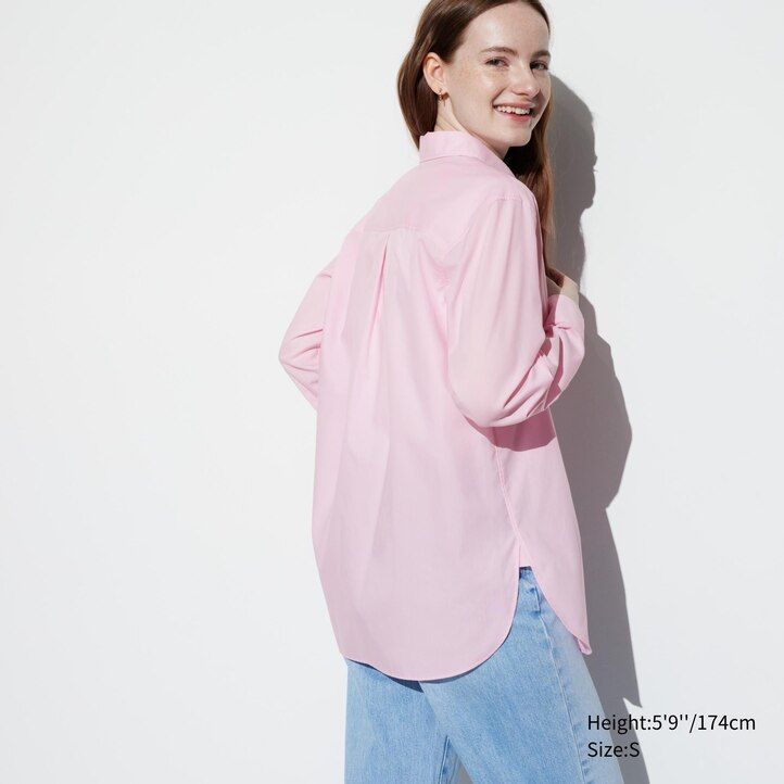 blue uniqlo extra fine cotton womens blouse