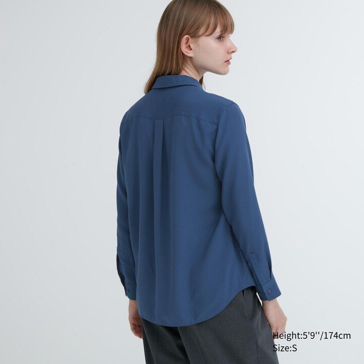 womens uniqlo rayon sleeved blouse pink