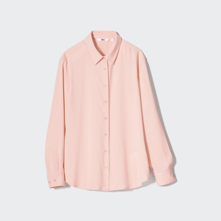 womens uniqlo rayon sleeved blouse pink