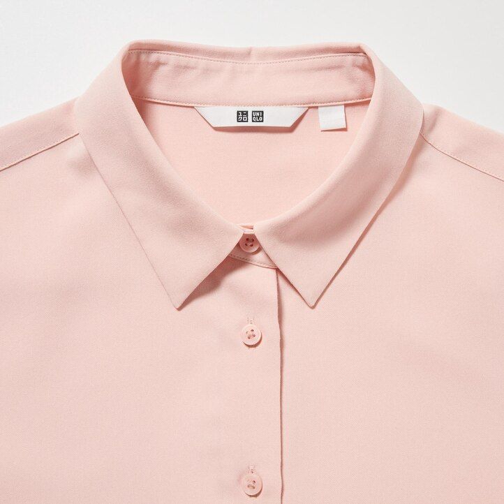 womens uniqlo rayon sleeved blouse pink