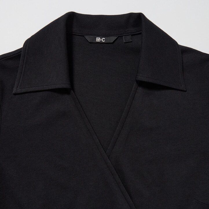 black uniqlo long sleeved wrap womens dress