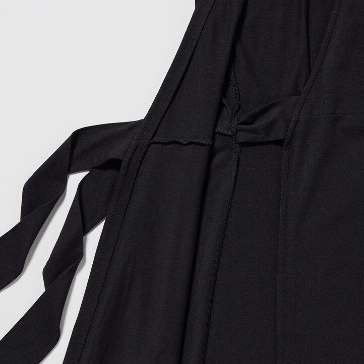 black uniqlo long sleeved wrap womens dress