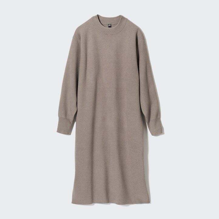 green womens uniqlo souffle yarn smooth sleeved dress on