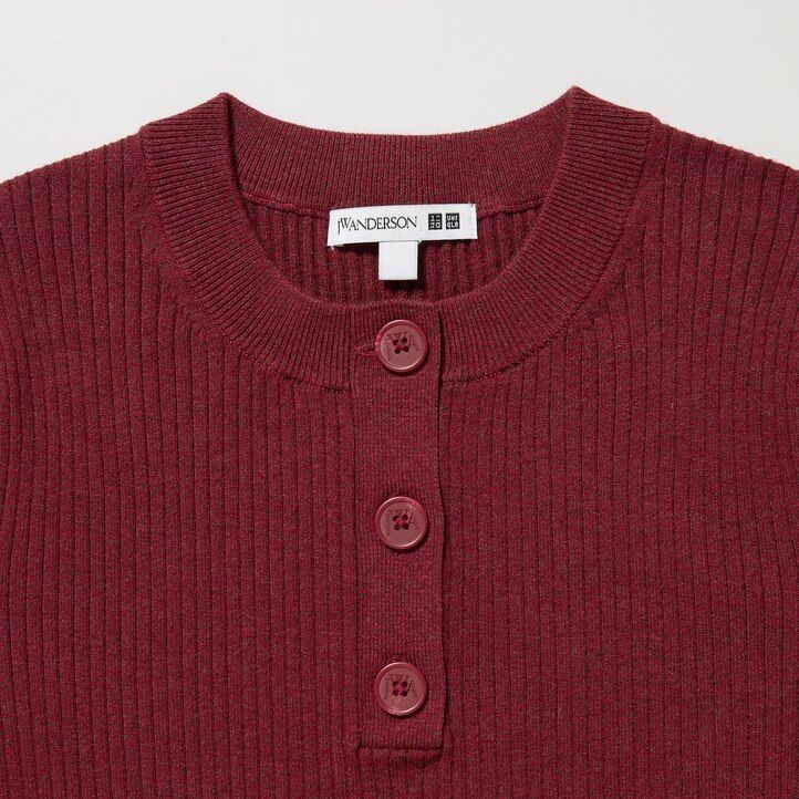 uniqlo ribbed knit sleeved womens dress red
