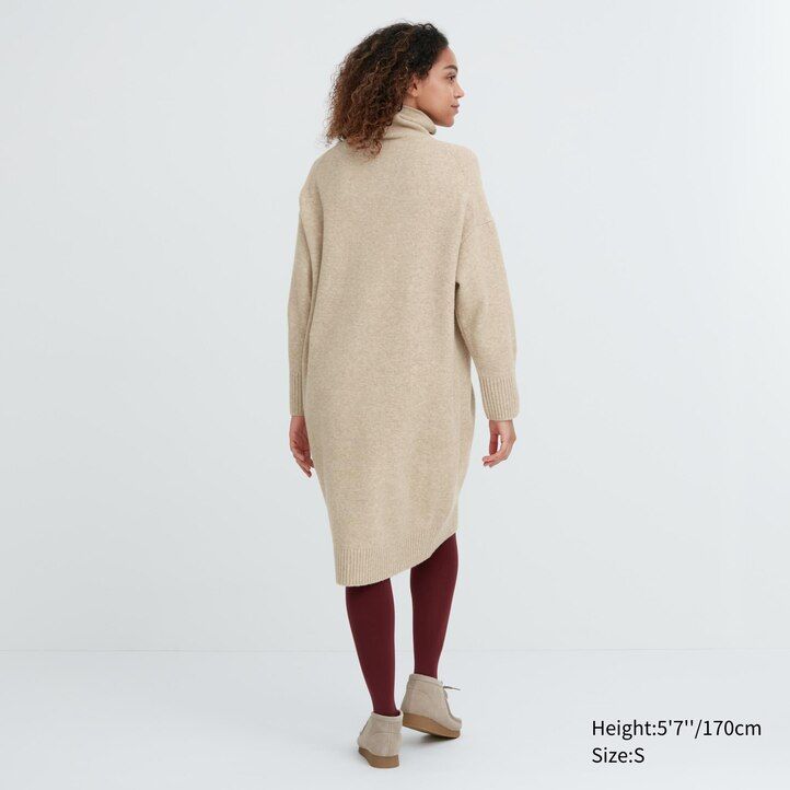 womens uniqlo souffle yarn sleeved dress green