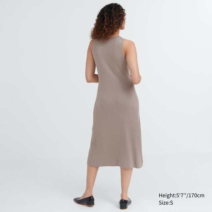 uniqlo cotton blend knit sleeveless womens dress red