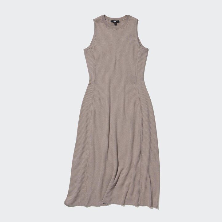 uniqlo cotton blend knit sleeveless womens dress red